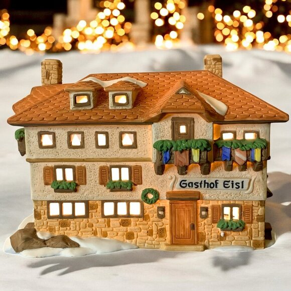 Dept 56 Gasthof Eisl Alpine Village Lighted Christmas Building from 1986 - Picture 1 of 12